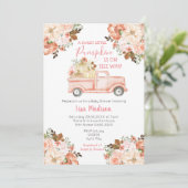 Invitation Baby shower Peach Peach Truck rose (Debout devant)