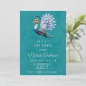 Invitation Baby shower Peacock couleur or blanc Accueil (Debout devant)
