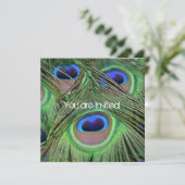 Invitation Baby shower Peacock Feathers (Debout devant)