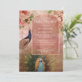 Invitation Baby shower Peacock moderne Arch Peony Flowers (Debout devant)