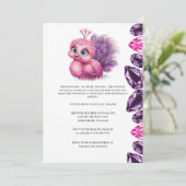 Invitation Baby shower Peacock pour bébé rose et pourpre (Debout devant)