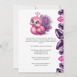 Invitation Baby shower Peacock pour bébé rose et pourpre