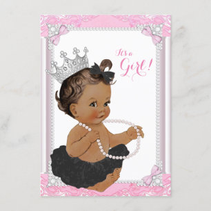 Invitation Baby shower Pearl Black Tutu Lace