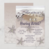 Invitation baby shower Pearls Twins (Devant / Derrière)