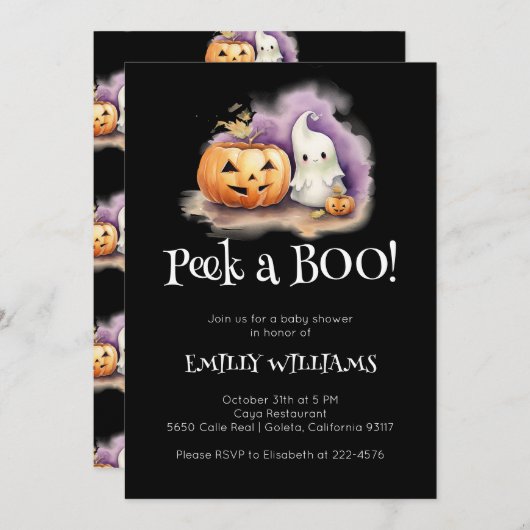 Invitation Baby shower Peek-A-Boo (Devant / Derrière)