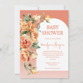 Invitation Baby shower Peony Peach Apricot (Devant)