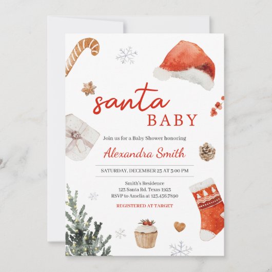 Invitation Baby shower père Noël (Devant)