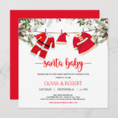 Invitation Baby shower père Noël, Baby shower de Noël (Devant / Derrière)