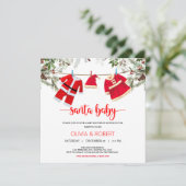 Invitation Baby shower père Noël, Baby shower de Noël (Debout devant)