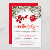 Invitation Baby shower père Noël, Baby shower de Noël (Devant / Derrière)