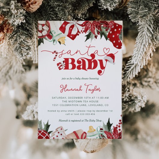 Invitation Baby shower Père Noël de Noël