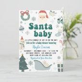 Invitation Baby shower Père Noël de Noël (Debout devant)