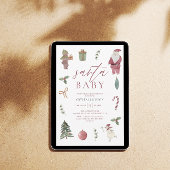 Invitation Baby shower Père Noël de Noël aquarelle