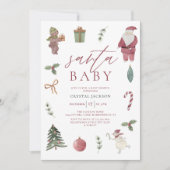 Invitation Baby shower Père Noël de Noël aquarelle (Devant)