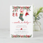 Invitation Baby shower père Noël Sweet Arrival (Debout devant)