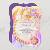 Invitation Baby shower perle violet soyeux (Devant / Derrière)