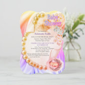 Invitation Baby shower perle violet soyeux (Debout devant)