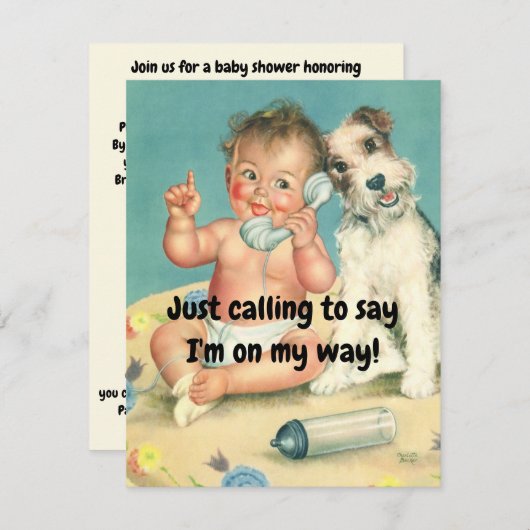 Invitation baby shower personnalisé (Devant / Derrière)