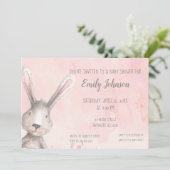 Invitation baby shower personnalisé de Bunny Rabbit d'aquarel (Debout devant)