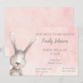 Invitation baby shower personnalisé de Bunny Rabbit d'aquarel (Devant / Derrière)