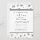 Invitation Baby shower personnalisé de flocon de neige gris d (Dos)