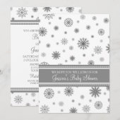 Invitation Baby shower personnalisé de flocon de neige gris d (Devant / Derrière)