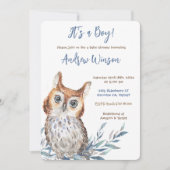 Invitation Baby Shower personnalisé de la Chouette Bleue (Devant)