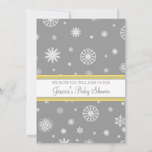 Invitation Baby shower personnalisé de Noël de neige gris jau