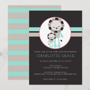 Invitation Baby Shower Personnalisé Lion Mignon