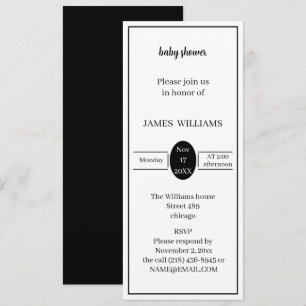 Invitation Baby shower Personnalisé Noir Et Blanc Simple