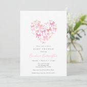 Invitation Baby shower personnalisé Pink Heart Bow (Debout devant)