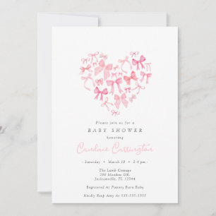 Invitation Baby shower personnalisé Pink Heart Bow