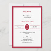 Invitation Baby shower personnalisé rouge (Devant)