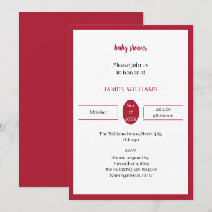 Invitation Baby shower personnalisé rouge