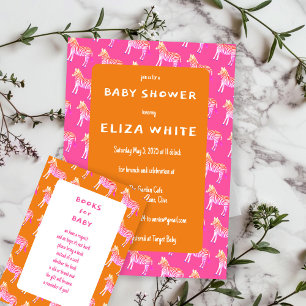 Invitation Baby shower personnalisé Zèbres colorés mignons