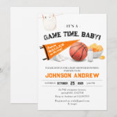 Invitation Baby shower personnel de basket-ball Slam Dunk (Devant / Derrière)