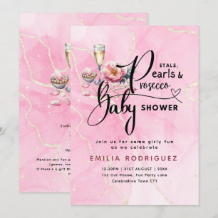 Invitation Baby shower Petals Pearls Prosecco
