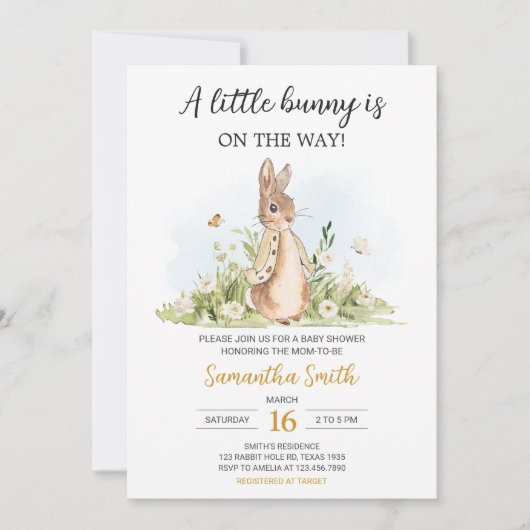 Invitation Baby shower Peter Rabbit (Devant)