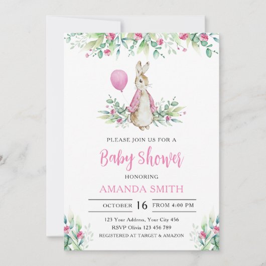 Invitation Baby shower Peter Rabbit (Devant)
