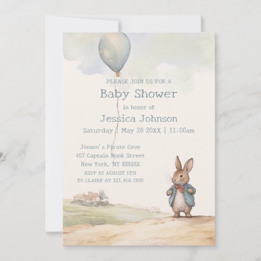 Invitation Baby shower Peter Rabbit (Devant)