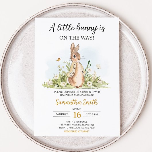Invitation Baby shower Peter Rabbit