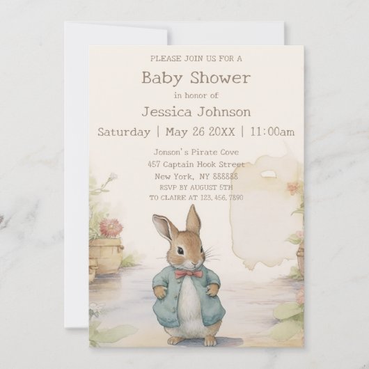 Invitation Baby shower Peter Rabbit (Devant)