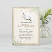 Invitation Baby shower petit agneau (Debout devant)