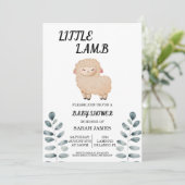 Invitation Baby shower petit agneau (Debout devant)