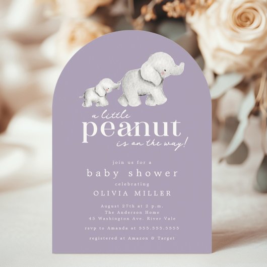 Invitation Baby shower petit arachide éléphant