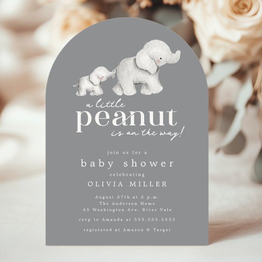 Invitation Baby shower petit arachide éléphant