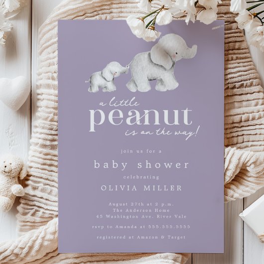Invitation Baby shower petit arachide éléphant