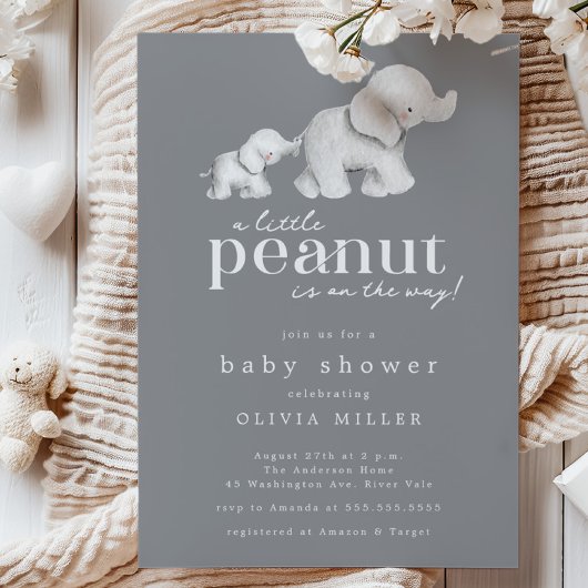 Invitation Baby shower petit arachide éléphant