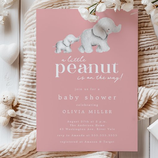 Invitation Baby shower petit arachide éléphant