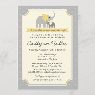 Invitation Baby shower petit arachide éléphant